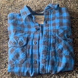 American Eagle blue and gray flannel